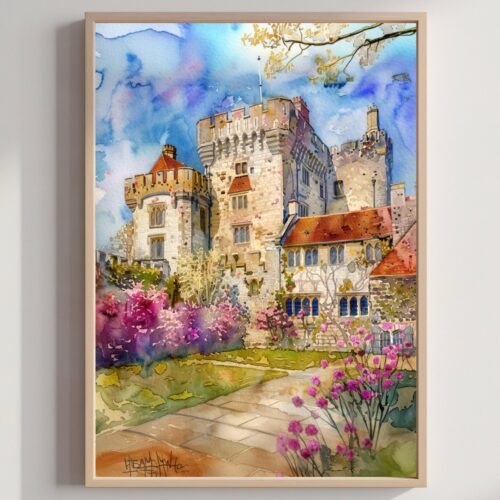 Hever Castle Kent England Watercolor Print: United Kingdom Travel Art Poster