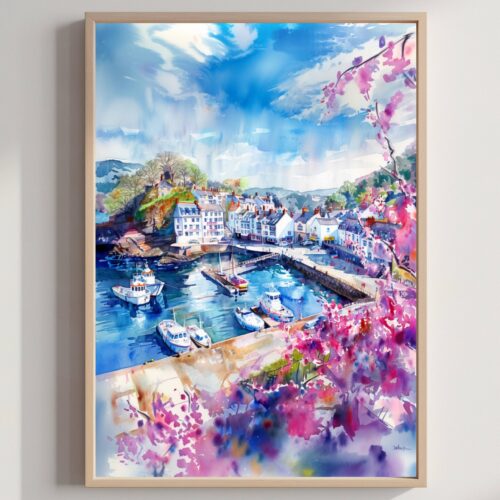 Ilfracombe Devon England Watercolor Print: United Kingdom Travel Art Poster