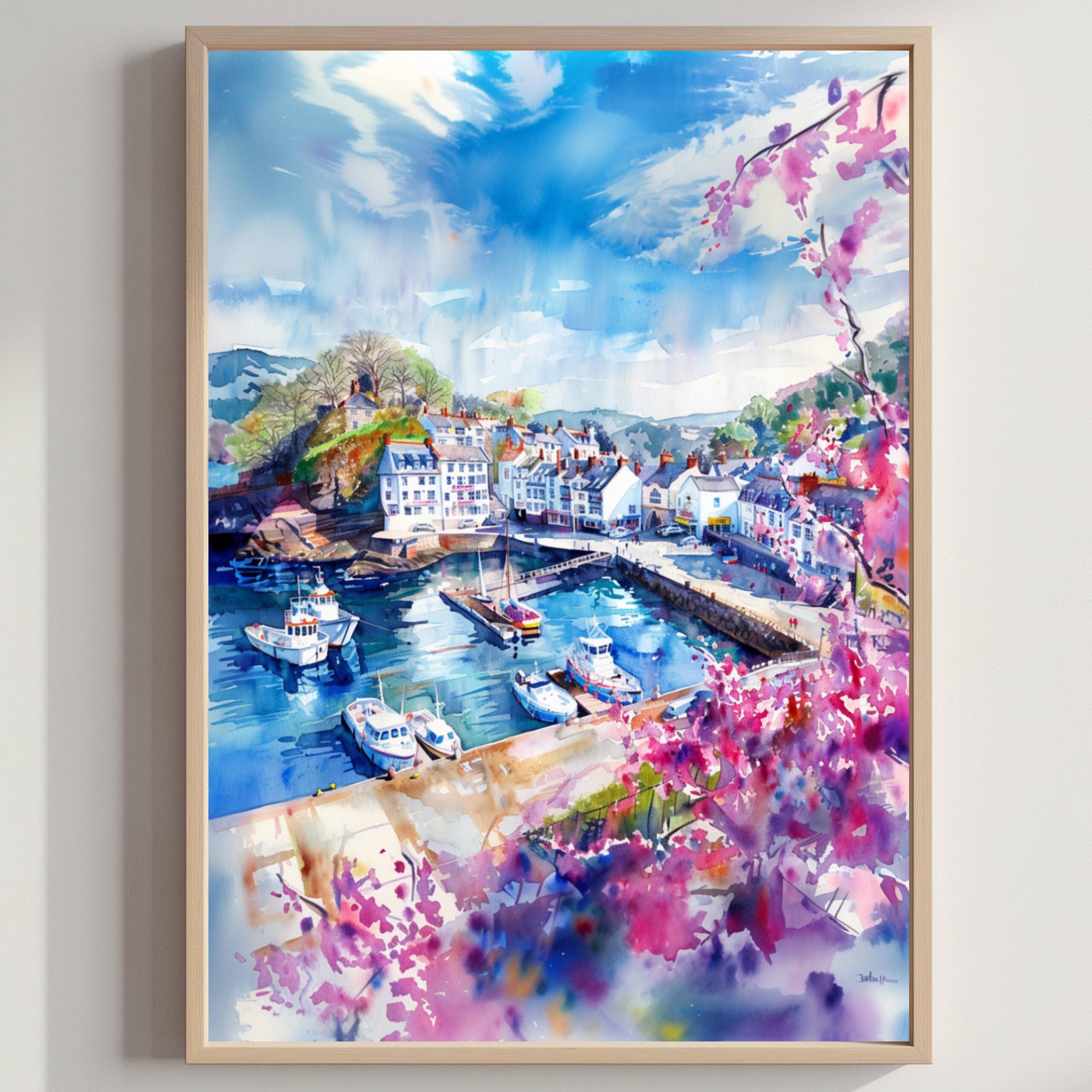 Ilfracombe Devon England Watercolor Print: United Kingdom Travel Art Poster