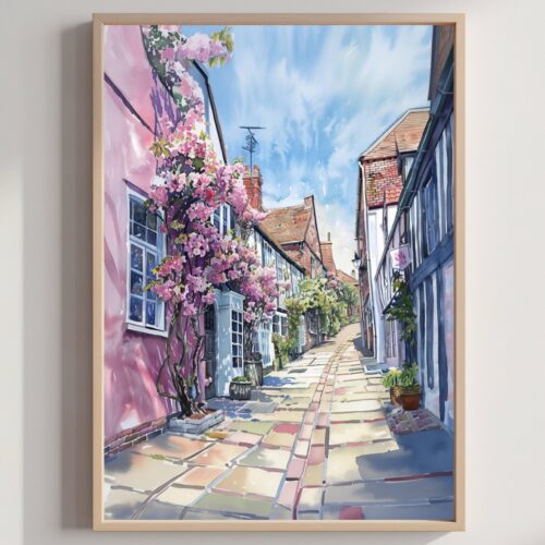 Rye Kent England Watercolor Print: United Kingdom Travel Art Poster