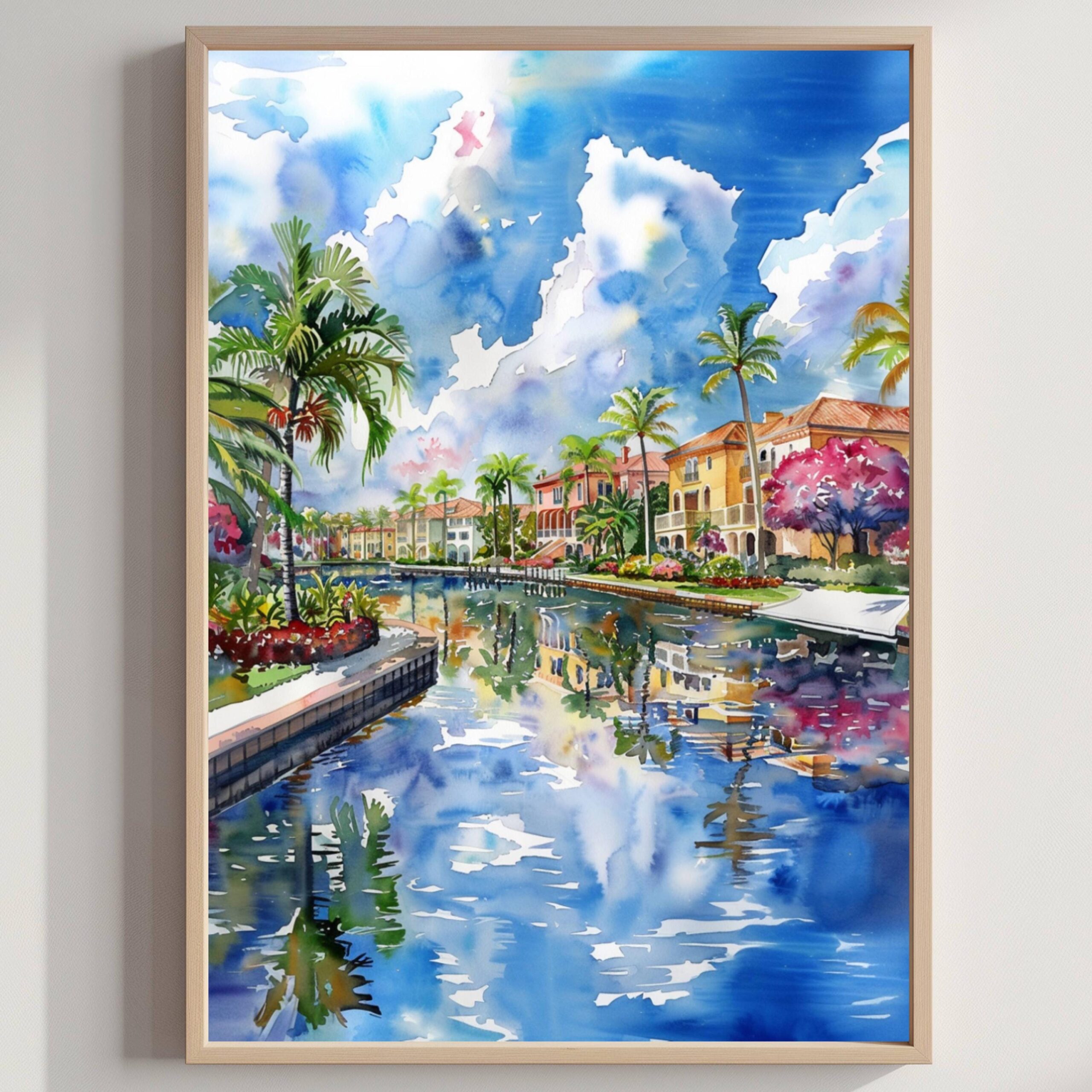 Boca Raton Florida USA Watercolor Print: Travel Art Poster