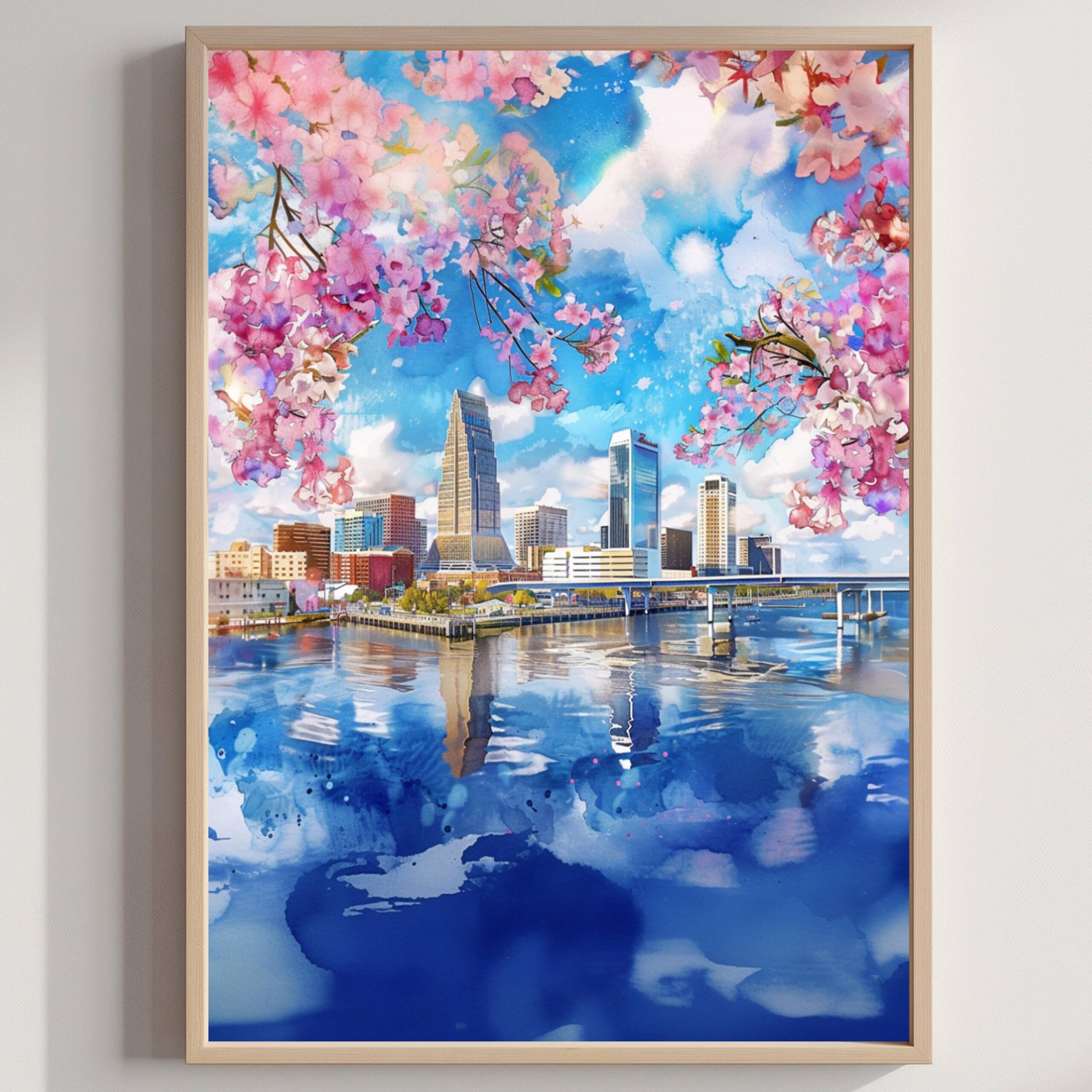 Jacksonville Florida USA Watercolor Print: Travel Art Poster