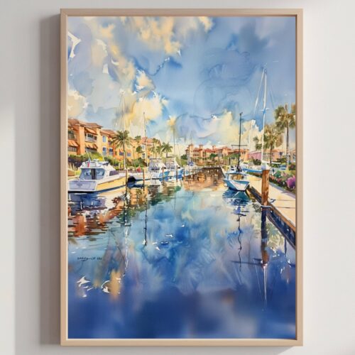 Naples Florida USA Watercolor Print: Travel Art Poster