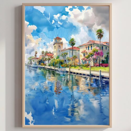 St. Petersburg Florida USA Watercolor Print: Travel Art Poster