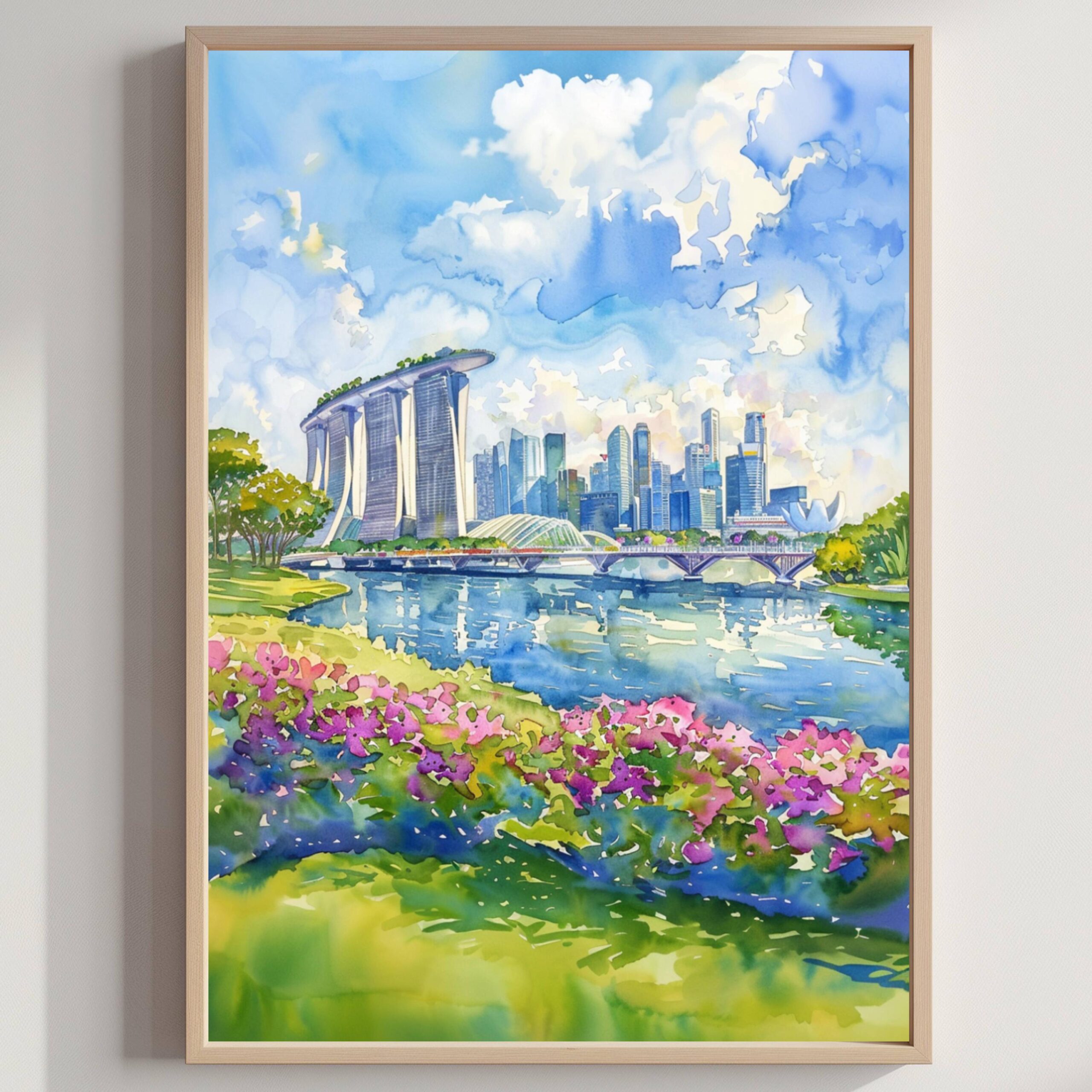 Singapore Asia Watercolor Print: Asian Travel Art Poster