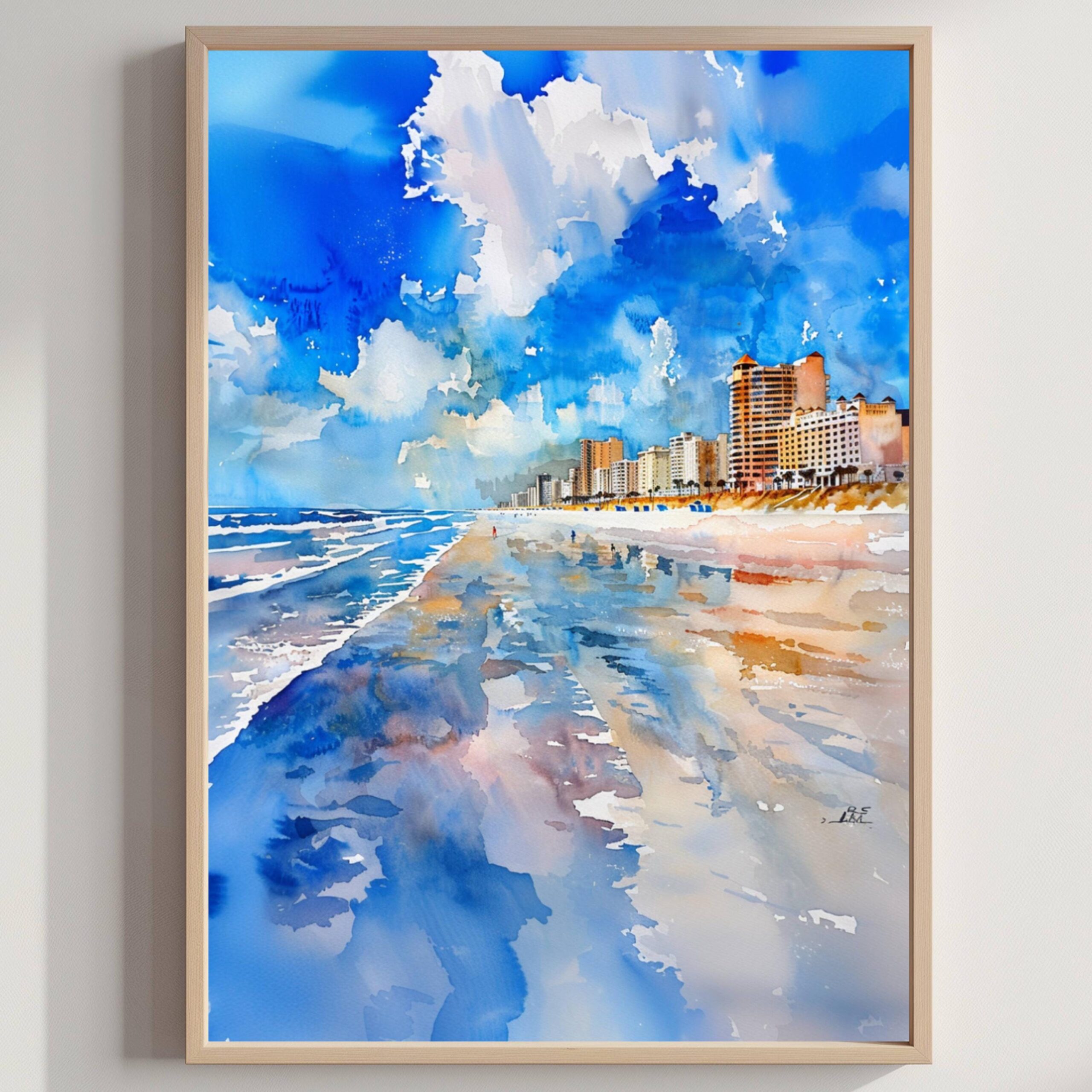 Daytona Beach Florida USA Watercolor Print: Travel Art Poster