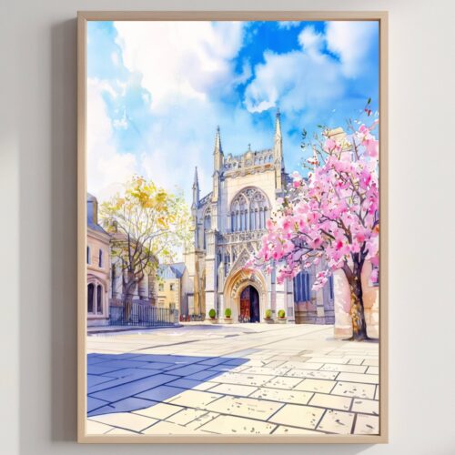 York Minster York England Watercolor: United Kingdom Travel Art Poster
