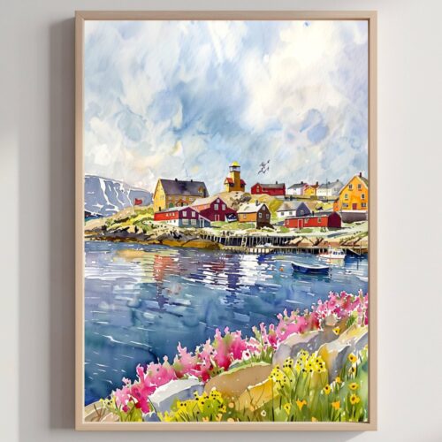 Nordkapp Norway Scandinavia Watercolor Print: Europe Travel Art Poster