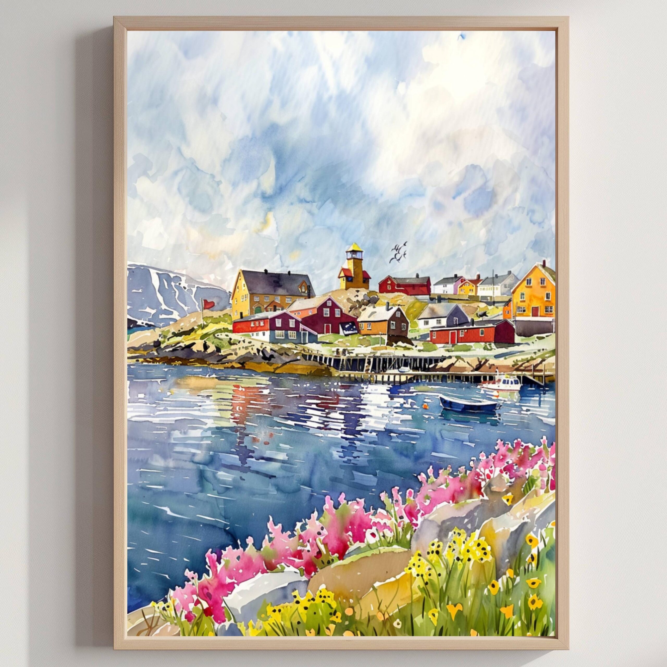 Nordkapp Norway Scandinavia Watercolor Print: Europe Travel Art Poster