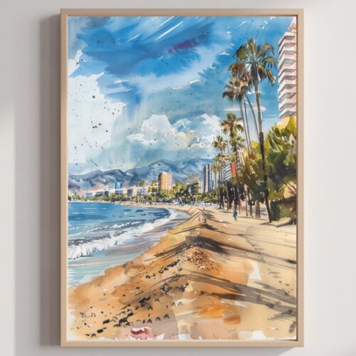 Torremolinos Spain Watercolor Print: Spanish Travel Art Poster