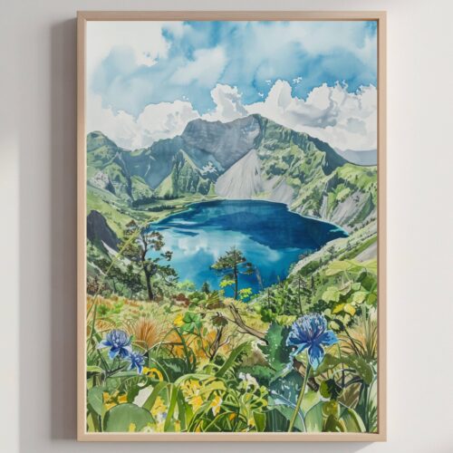 Mount Pinatubo The Philippines Watercolor Print: Asia Travel Art Poster