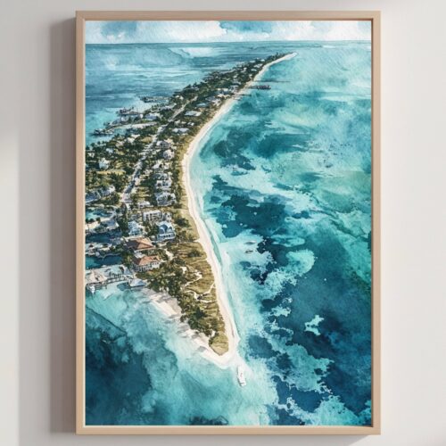 Florida Keys USA Watercolor Print: American Travel Art Poster