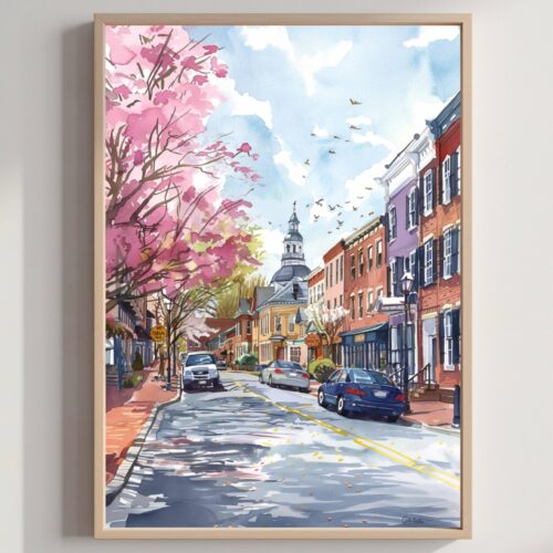 Annapolis Maryland USA Watercolor Print: American Travel Art Poster
