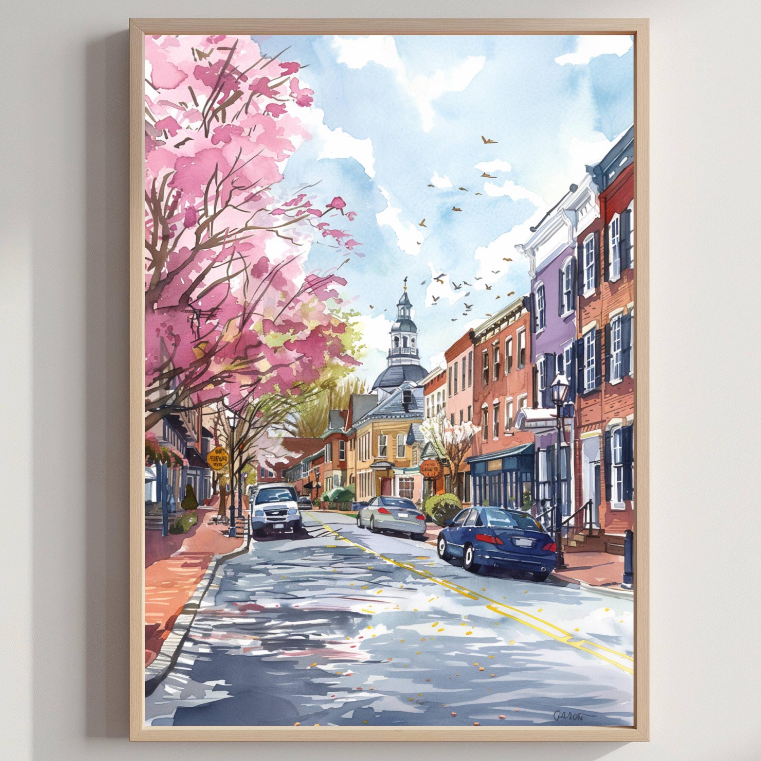 Annapolis Maryland USA Watercolor Print: American Travel Art Poster