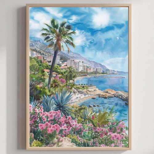Benalmádena Spain Watercolor Print: Spanish Travel Art Poster