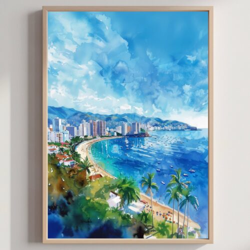 Acapulco Mexico Watercolor Print: North America Travel Art Poster