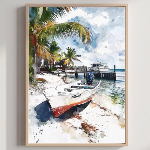 Key Largo Florida USA Watercolor Print: American Travel Art Poster