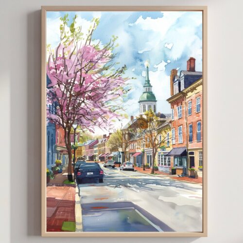 Annapolis Maryland USA Watercolor Print: American Travel Art Poster