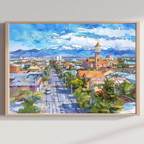 Punta Arenas Chile Watercolor Print: South America Travel Art Poster