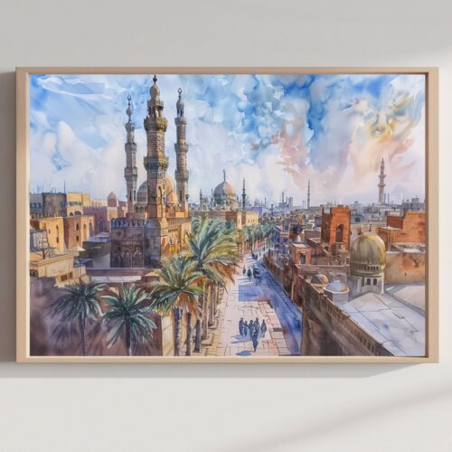 Cairo Egypt Watercolor Print: Africa Travel Art Poster