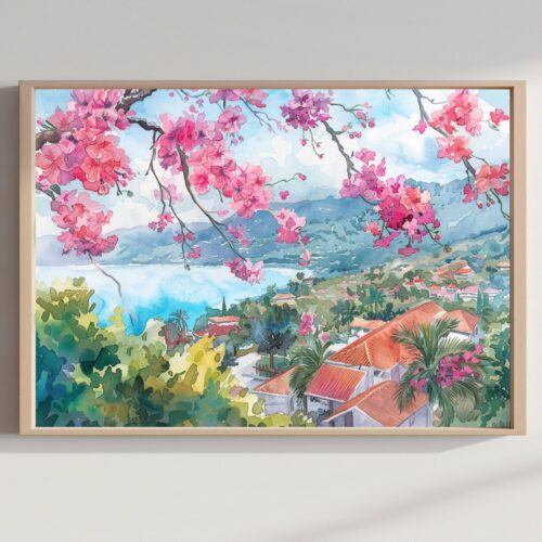 Haiti Caribbean Watercolor Print: Travel Art Poster