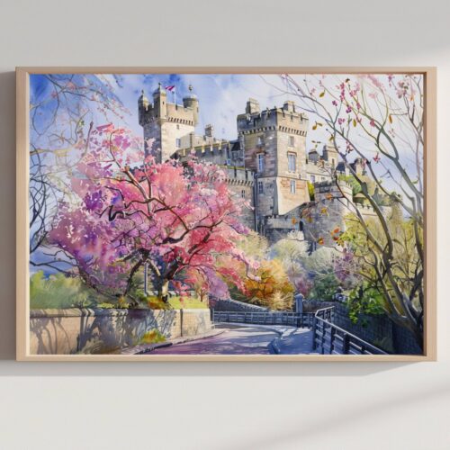 Stirling Castle Scotland United Kingdom Watercolor Print: Scotland Travel Art Poster