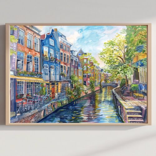 Utrecht The Netherlands (Holland) Europe Watercolor Print: Travel Art Poster