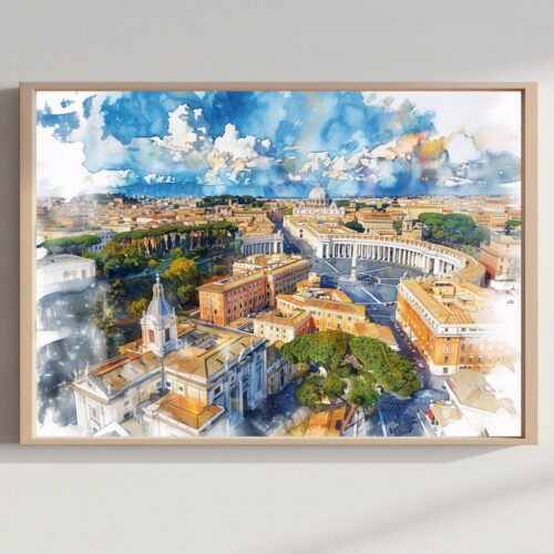 Vatican City Europe Watercolor Print: Travel Art Poster