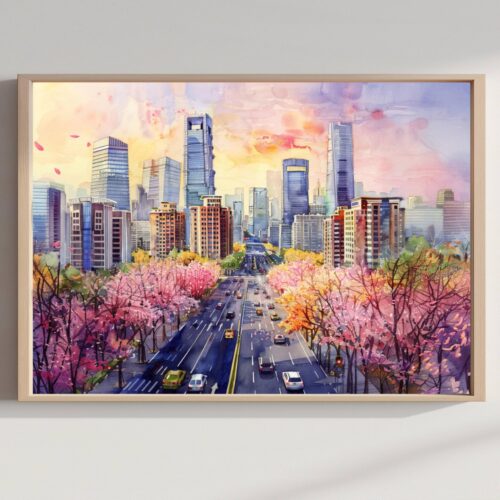 Beijing China Watercolor Print: Asia Travel Art Poster