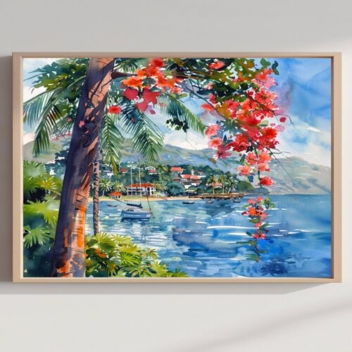 Suva Fiji Watercolor Print: Oceania Travel Art Poster