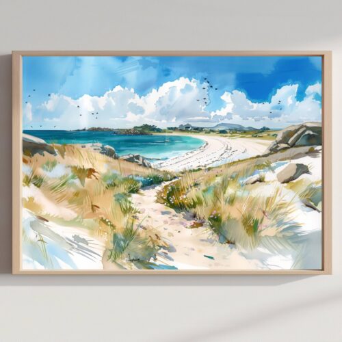 Isles of Scilly United Kingdom Watercolor Print: Travel Art Poster