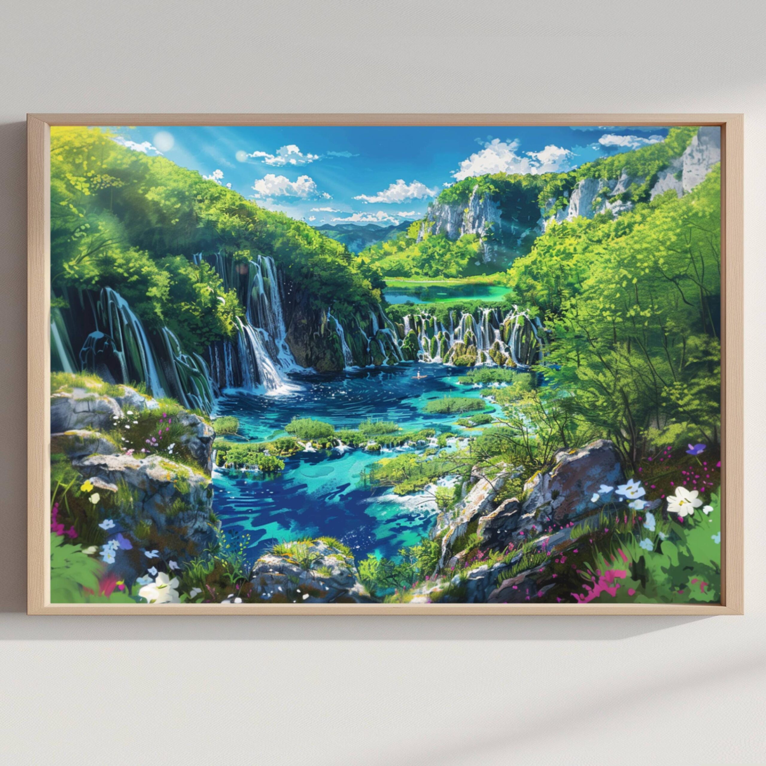 Plitvice National Park Croatia Watercolor Print: Europe Travel Art Poster