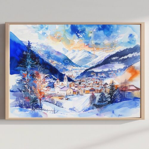 Bormio Italy Watercolor Print: Europe Travel Art Poster