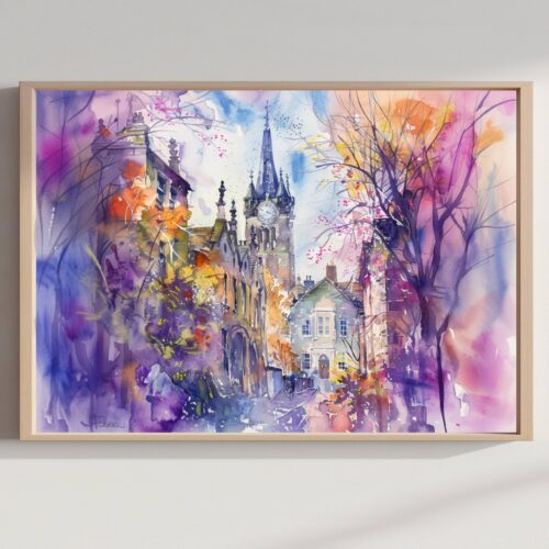 Dunfermline Scotland United Kingdom Watercolor Print: Scotland Travel Art Poster