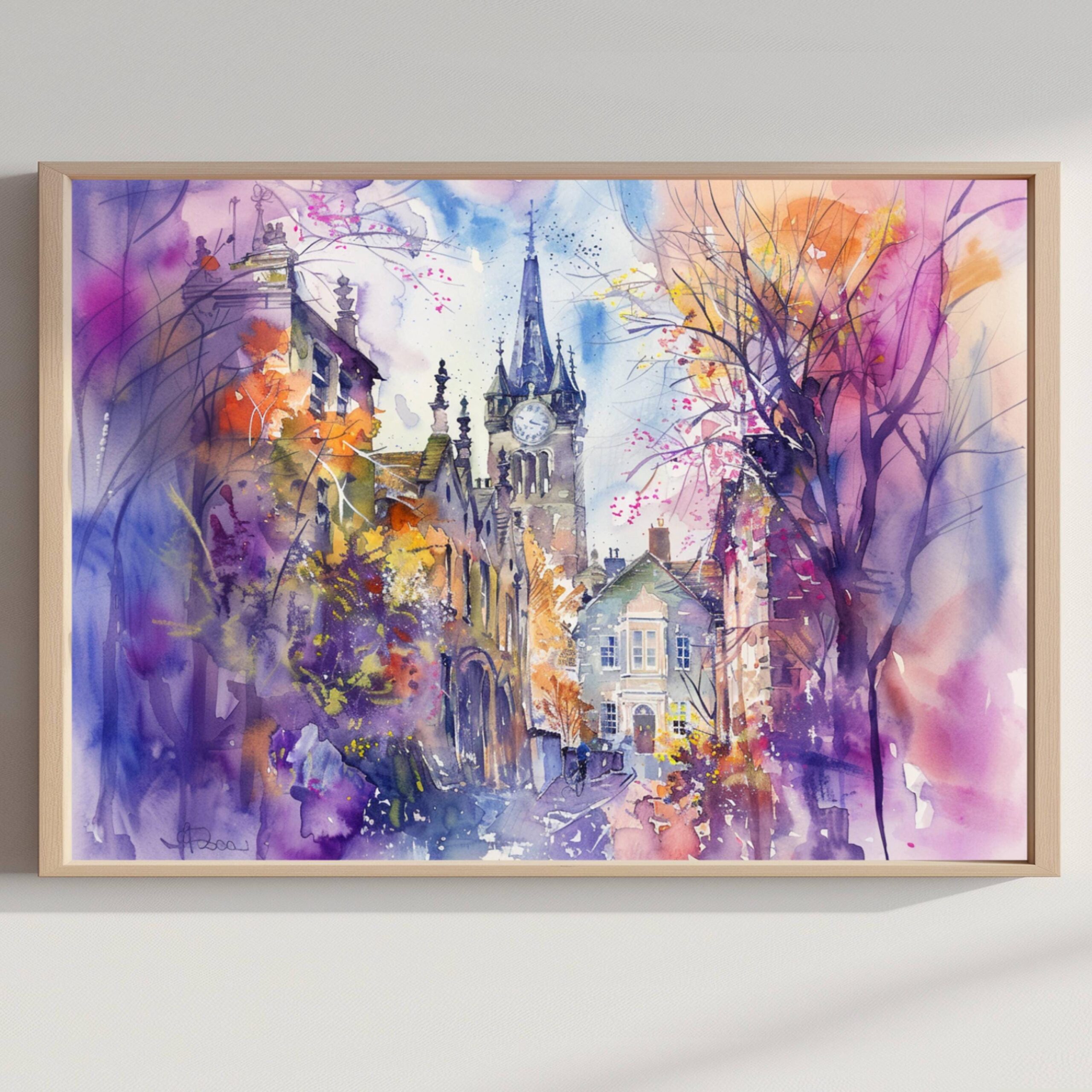 Dunfermline Scotland United Kingdom Watercolor Print: Scotland Travel Art Poster