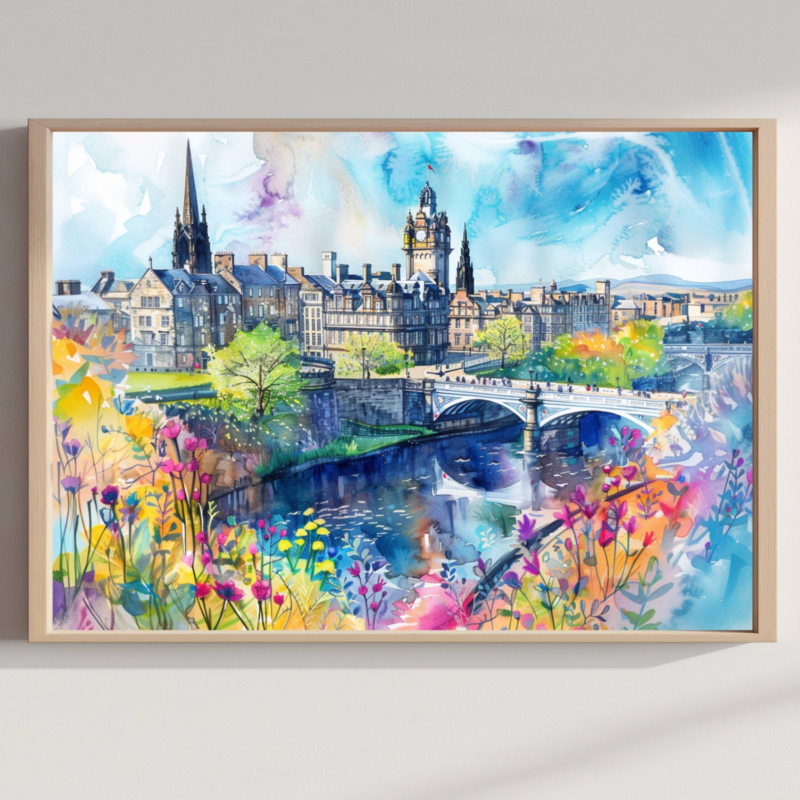 Perth Scotland United Kingdom Watercolor Print: Scotland Travel Art Poster