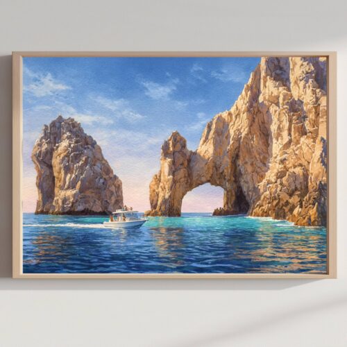 Arch of Cabo San Lucas Mexico Watercolor Print: North America Travel Art Poster