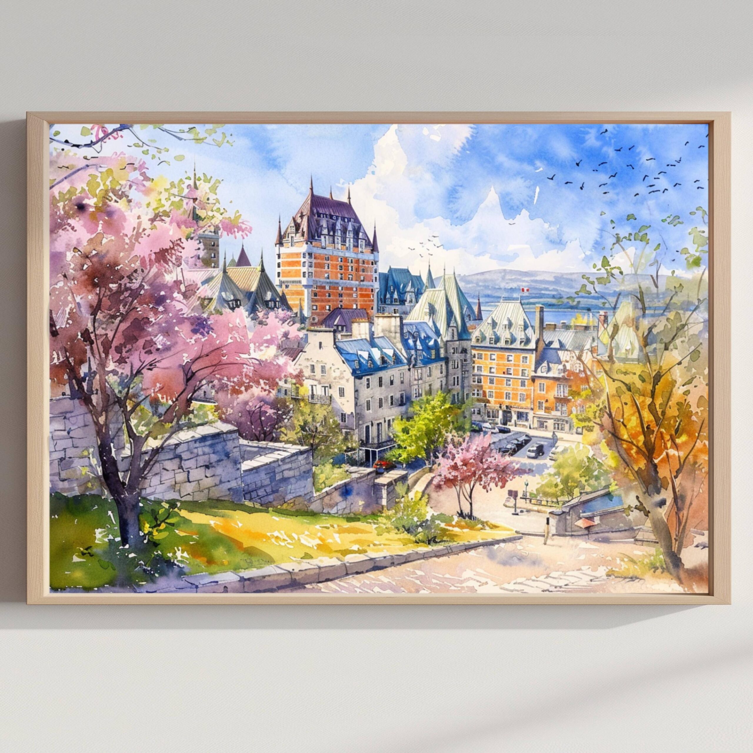 Quebec Canada North America Watercolor Print: Travel Art Poster