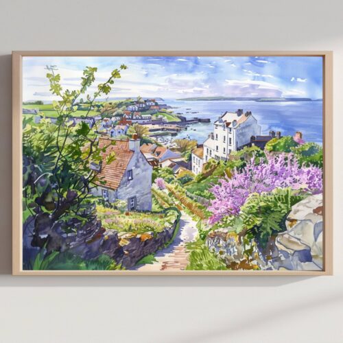 Isle of Jersey Channel Islands UK Watercolor Print: Europe Travel Art Poster