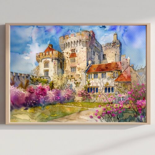 Hever Castle Kent England Watercolor Print: United Kingdom Travel Art Poster