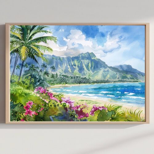 Hawaii United States of America Watercolor Print: Travel Art Poster