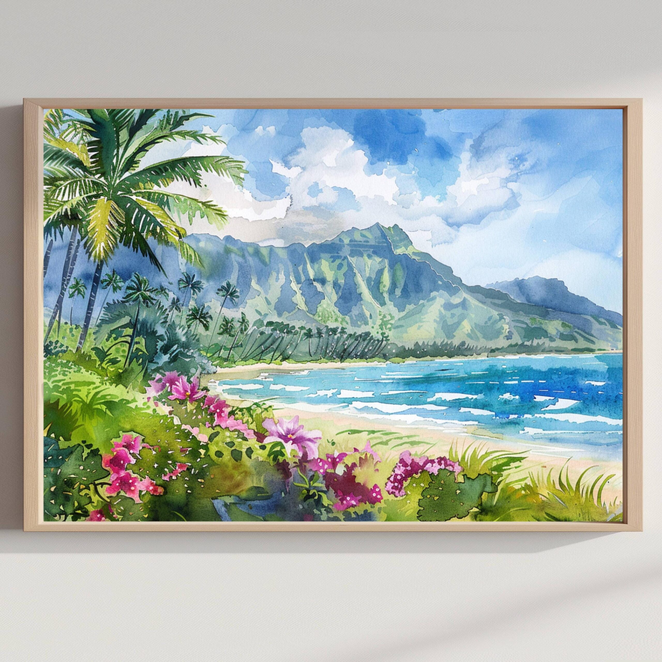 Hawaii United States of America Watercolor Print: Travel Art Poster