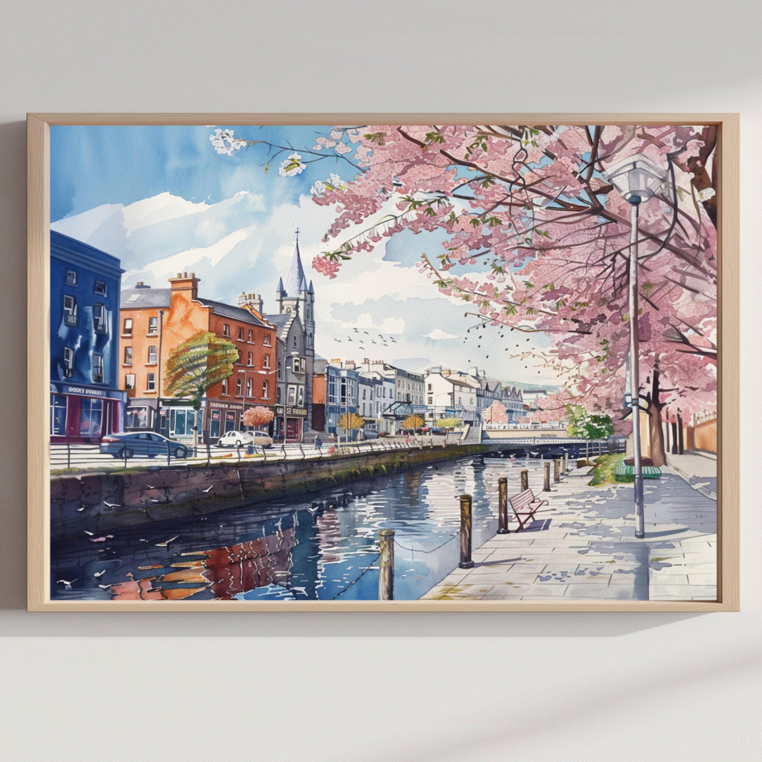 City of Cork Republic of Ireland Watercolor Print: Europe Travel Art Poster