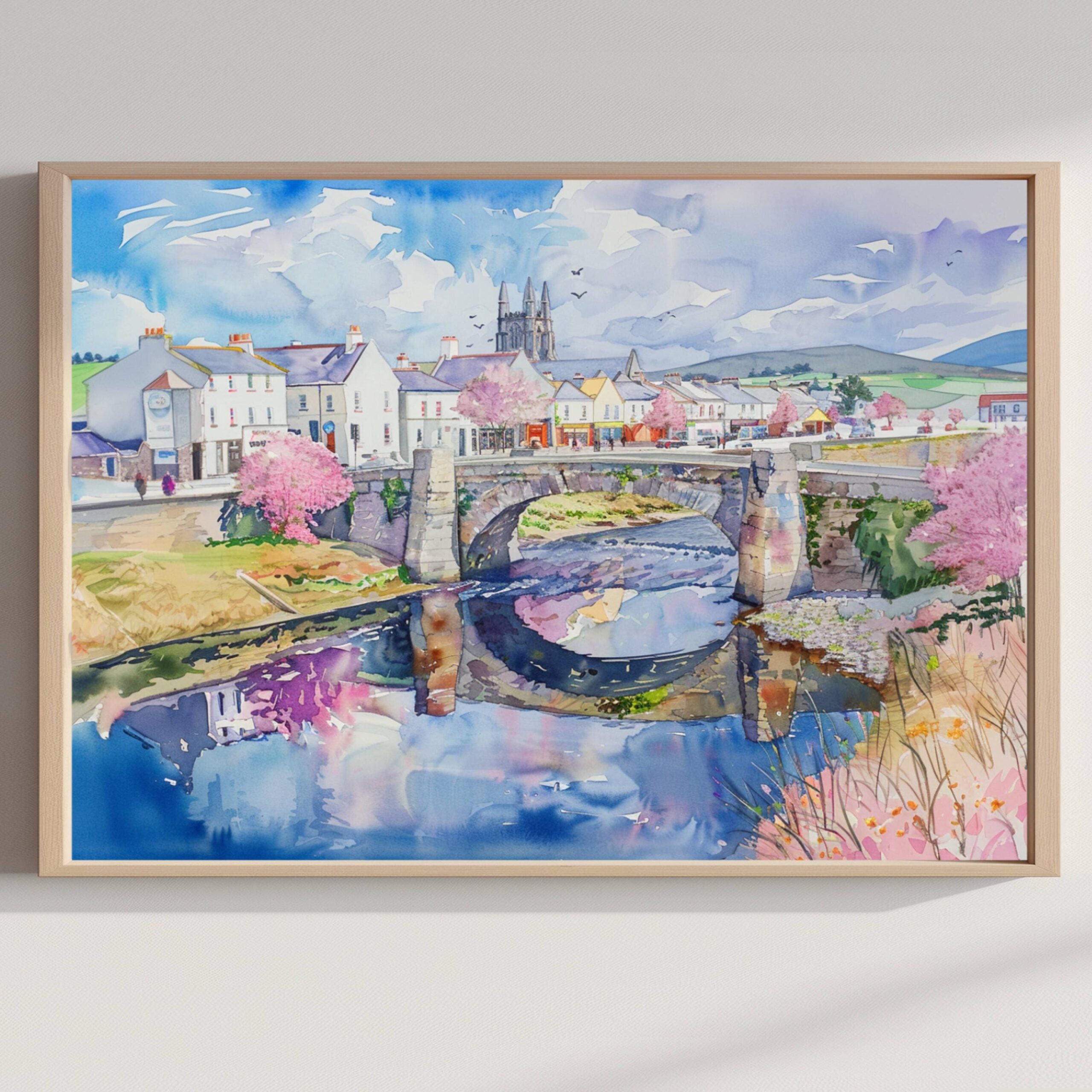 City of Sligo Republic of Ireland Watercolor Print: Europe Travel Art Poster