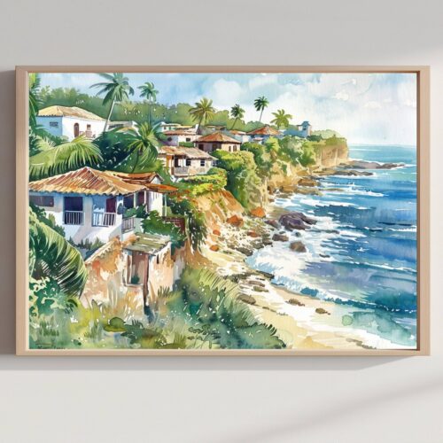 Puerto Rico Caribbean Watercolor: Travel Art Poster