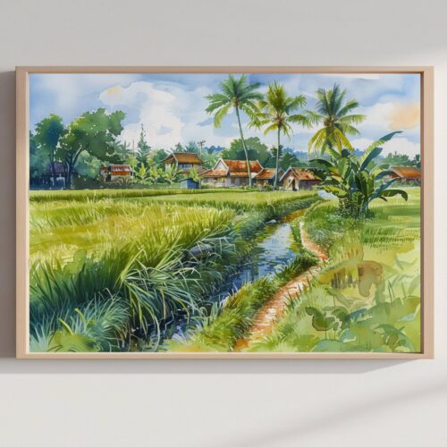Cambodia Asia Watercolor: Asian Travel Art Poster