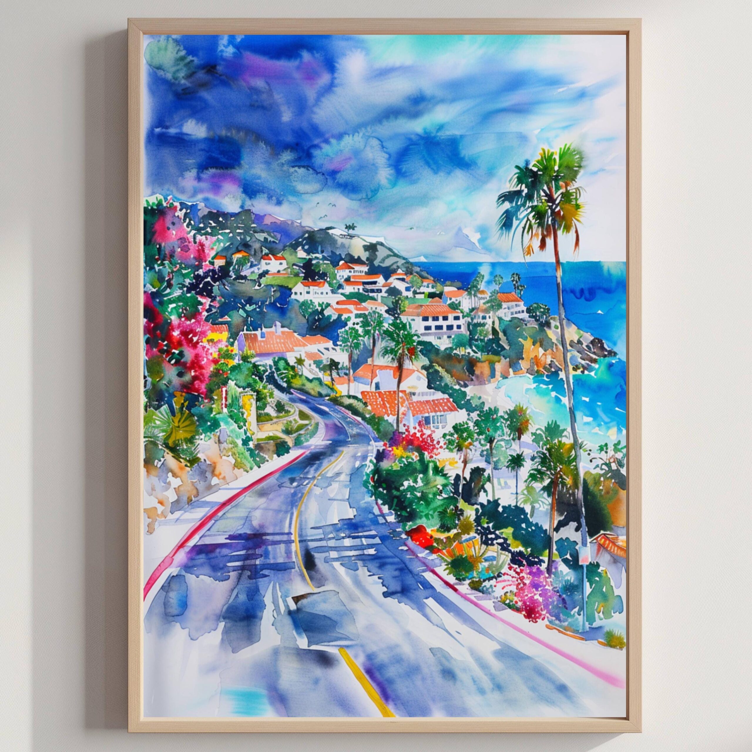 Laguna Beach California USA Watercolor Print: American Travel Poster