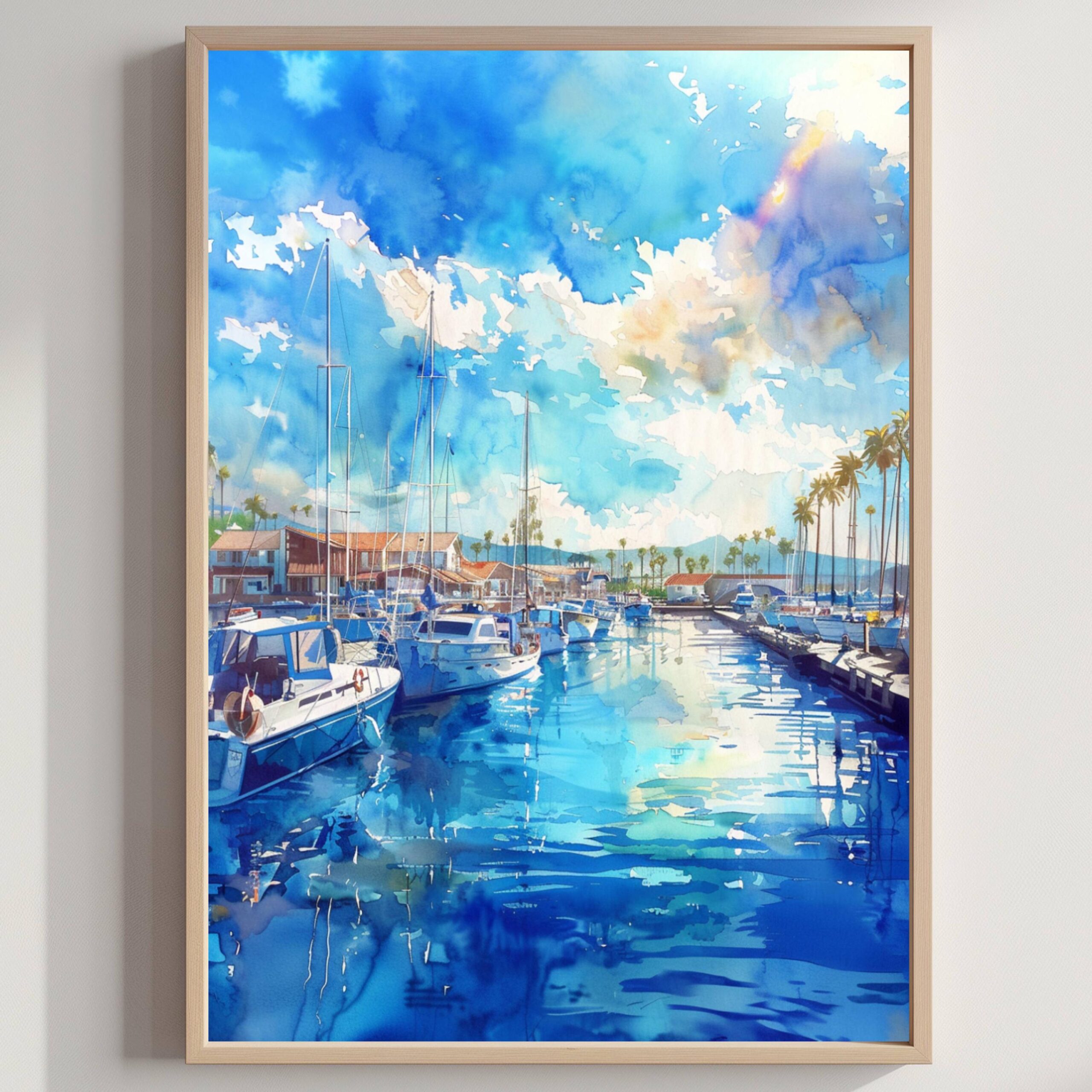 Oxnard City Southern California USA Watercolor Print: American Travel Poster