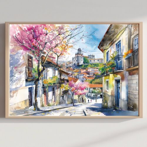 Viana do Castelo Portugal Europe Watercolor: Vacation Travel Art Poster