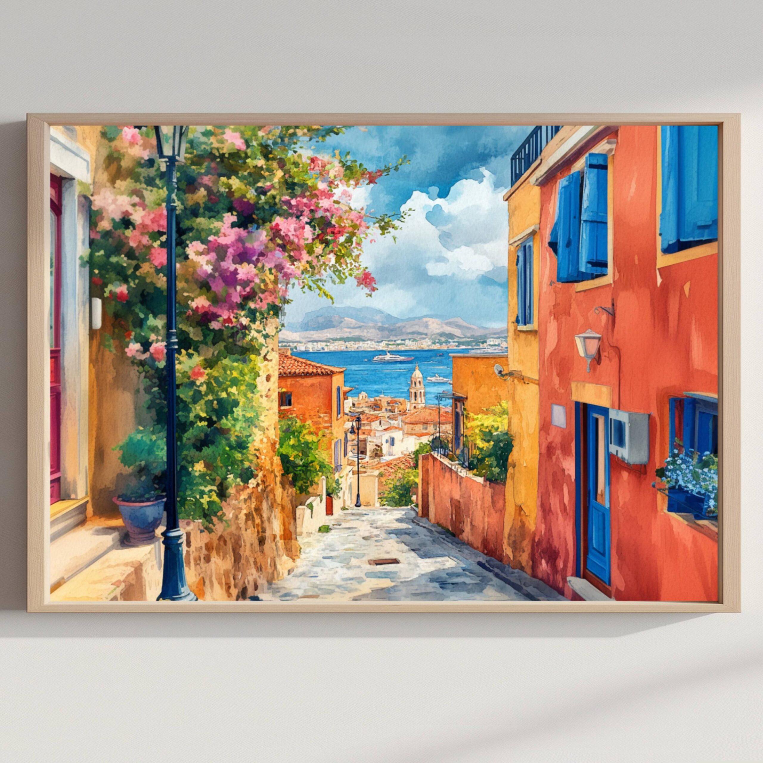 Chania Crete Greece Europe Watercolor Print: Greek Travel Art Poster